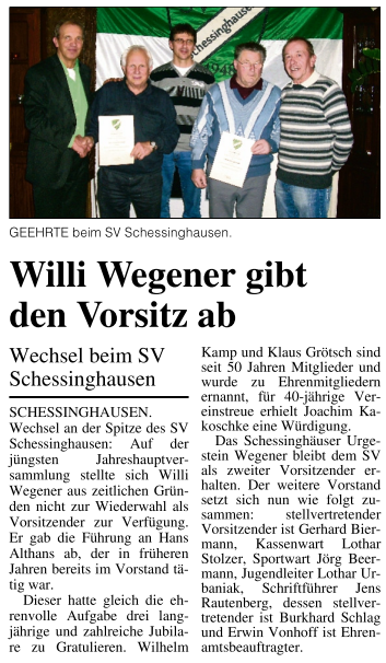 Zeitungsbericht vom 22.01.2011