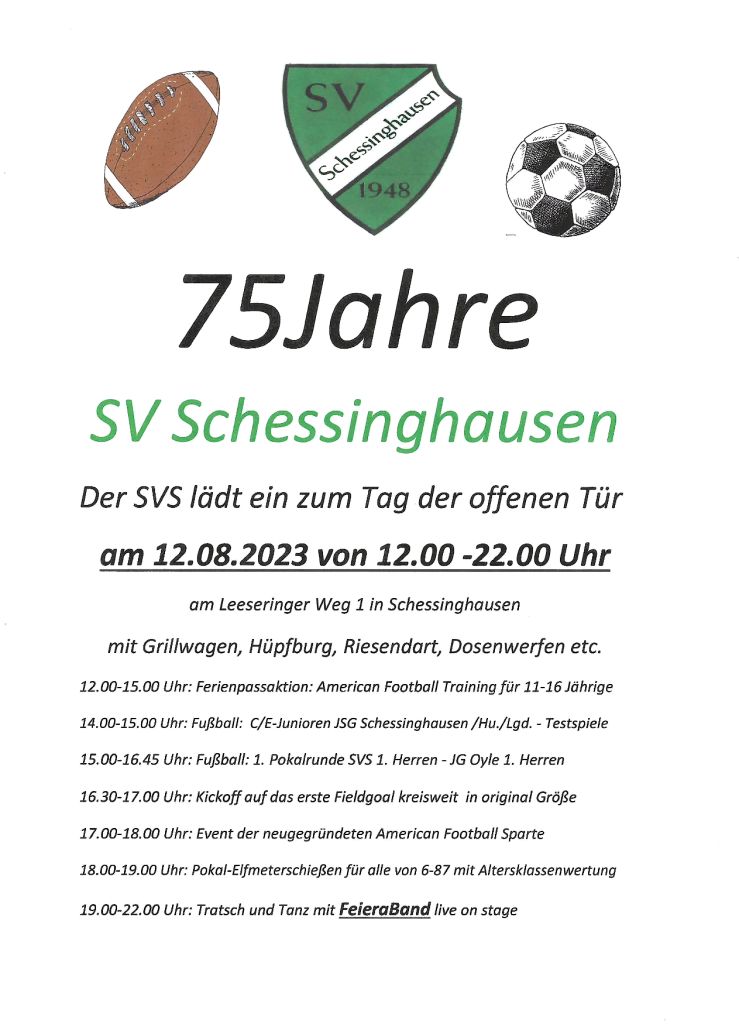 75 Jahr SVS am 12.08.23 ab 12Uhr!